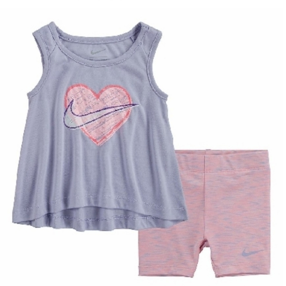 Nike Dri Fit Heart Tank Top and Biker Shorts Set 18M